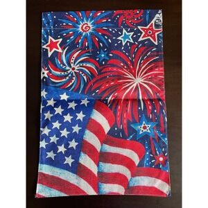 Fire Works, American Flag ands Stars Red White and Blue  Garden Flag 12x18